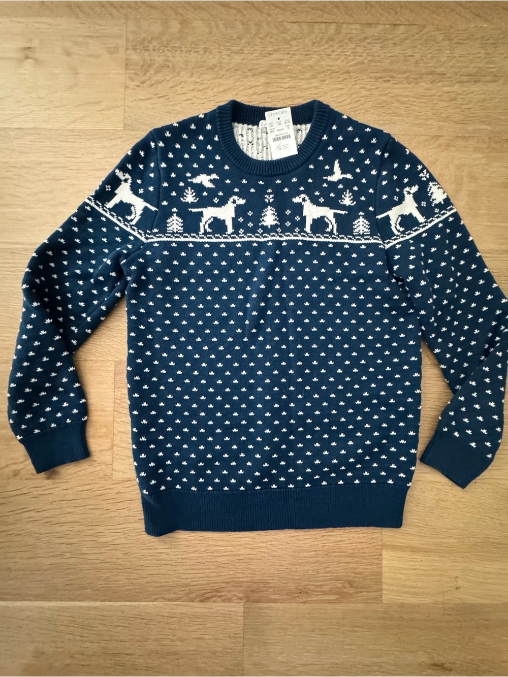 (NWT) J. Crew Kids' dog and duck Fair Isle crewneck sweater - XLarge